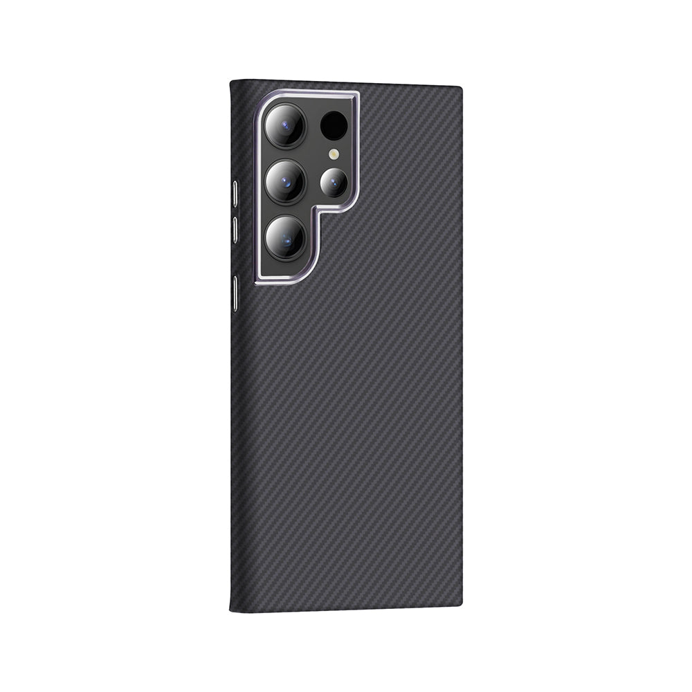 Galaxy S24 Ultra Case with M-safe Charging Function Carbon Fiber Look Zore Gros Cover Navy Blue