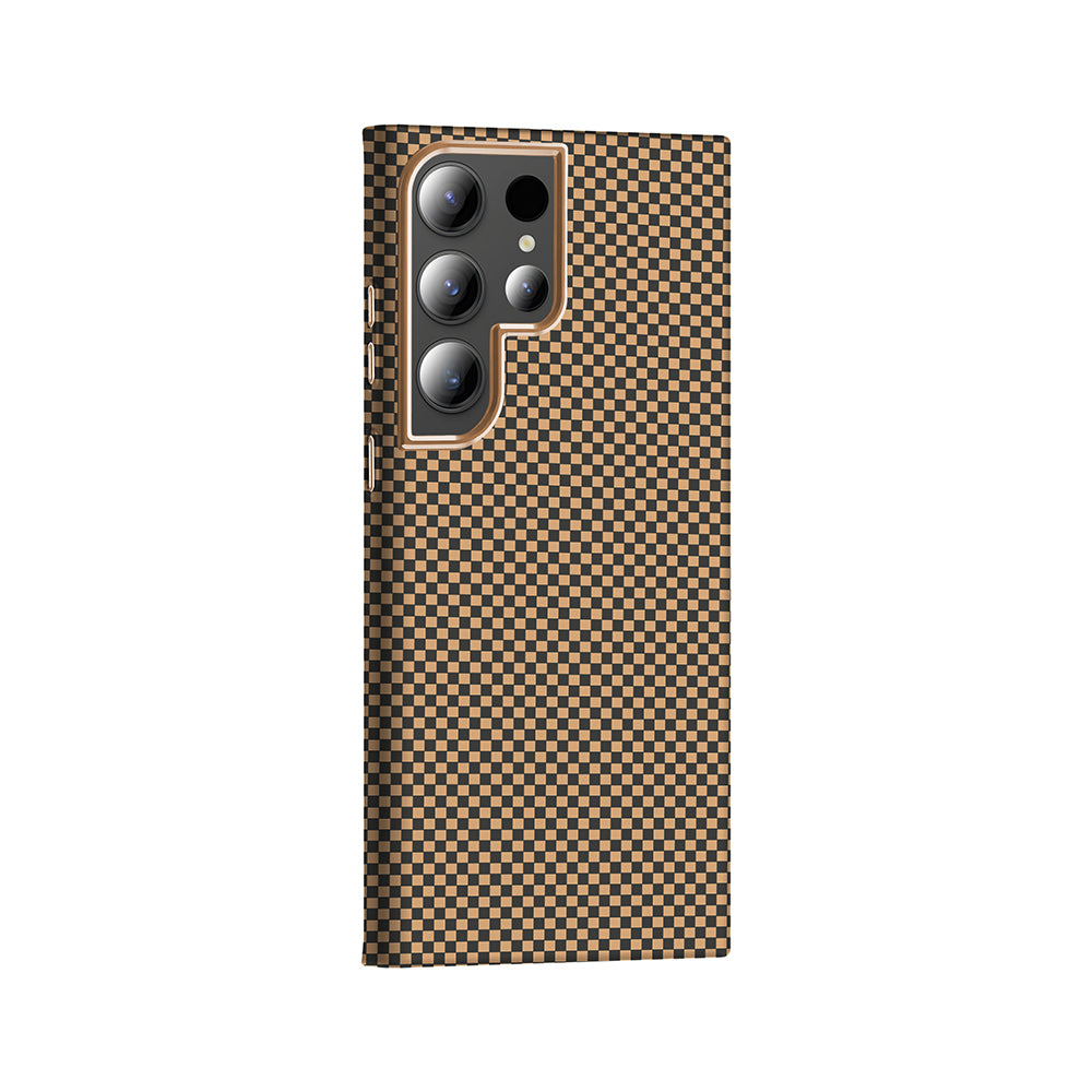 Galaxy S24 Ultra Case with M-safe Charging Function Carbon Fiber Look Zore Gros Cover Navy Blue