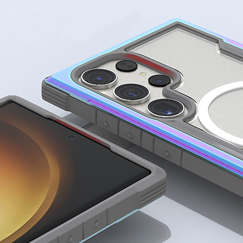 Galaxy S24 Ultra Case M-safe Charging Feature Airbag Raptic Shield Series Transparent Back Cover Colorful