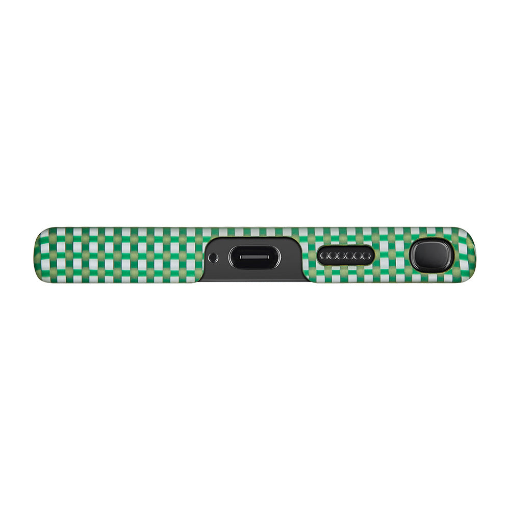 Galaxy S24 Ultra Case with M-safe Charging 1500D Aramid Fiber Pitaka Ultra-Slim Classic Series Aomori Cover Green