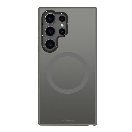 Galaxy S24 Ultra Kılıf M-safe Şarj Özellikli Çizilmeye Ve Aşınmaya Dayanıklı Youngkit Velvet Serisi Kapak Gri