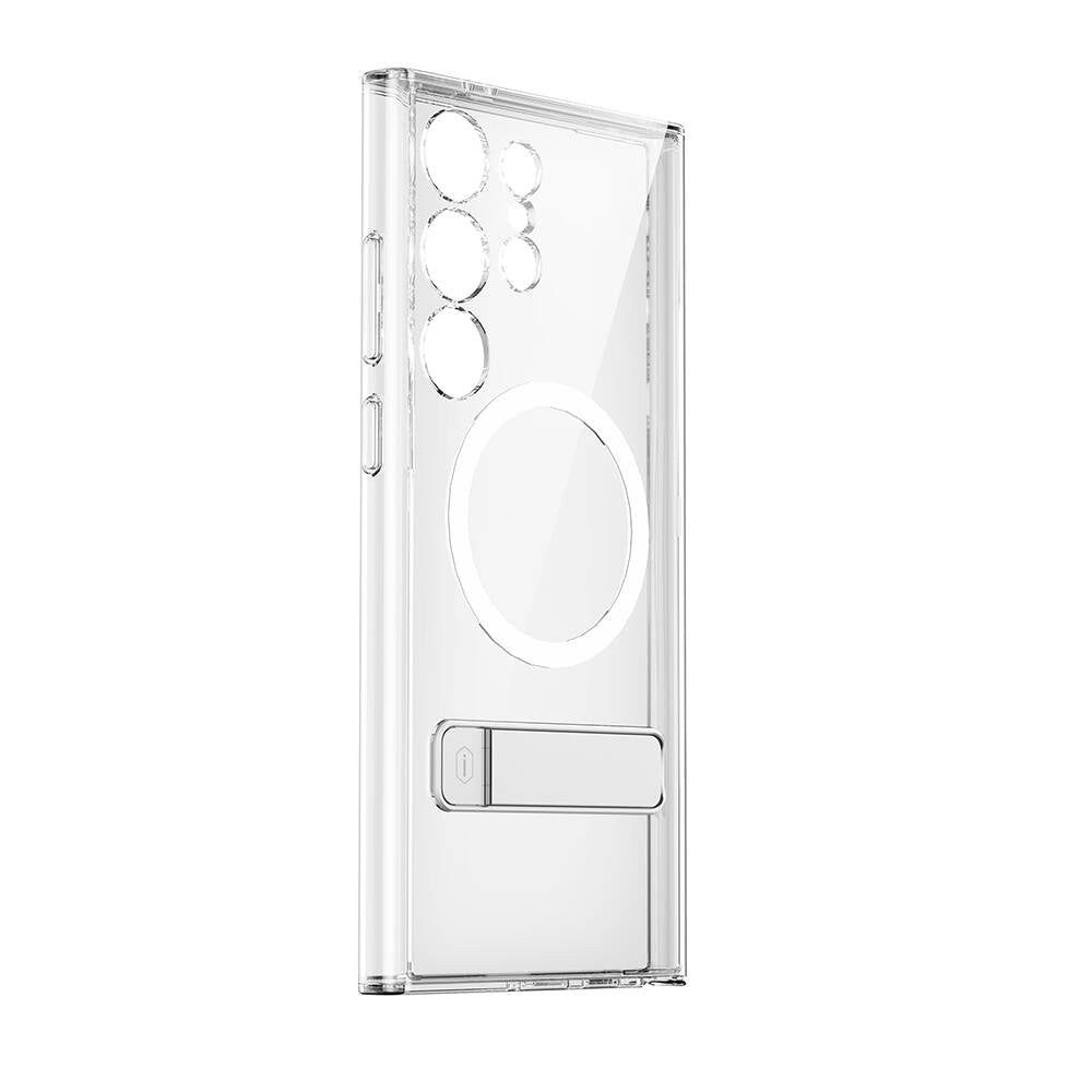 Galaxy S24 Ultra Case M-safe Charging Feature Camera Protection Stand Wiwu KCC-025 Aurora Series Cover Transparent