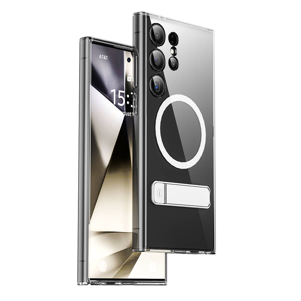 Galaxy S24 Ultra Case M-safe Charging Feature Camera Protection Stand Wiwu KCC-025 Aurora Series Cover Transparent