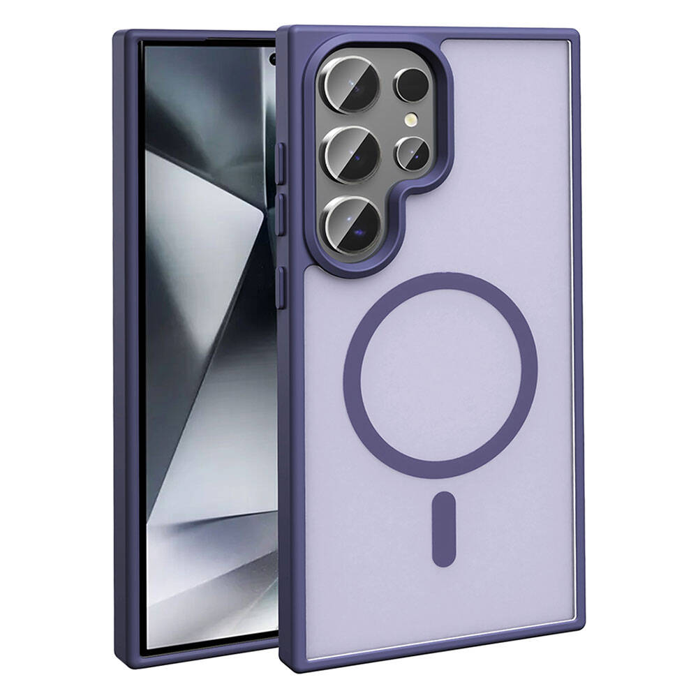 Galaxy S24 Ultra Case M-safe Charging Feature Matte Back Surface Zore Sio Cover Dark Purple