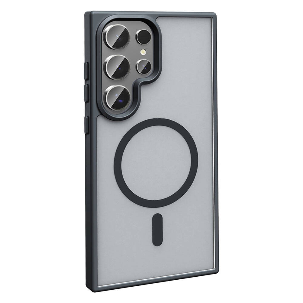 Galaxy S24 Ultra Case M-safe Charging Feature Matte Back Surface Zore Sio Cover Gray