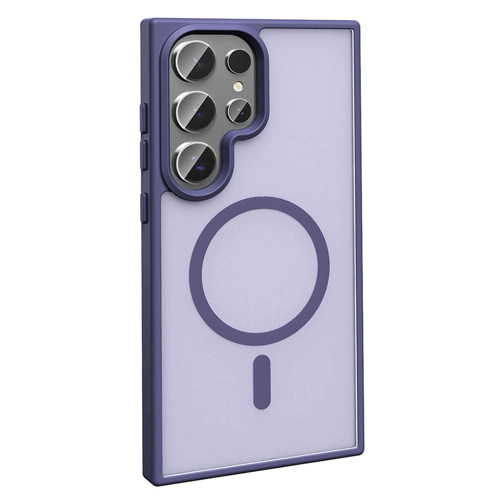 Galaxy S24 Ultra Case M-safe Charging Feature Matte Back Surface Zore Sio Cover Dark Purple