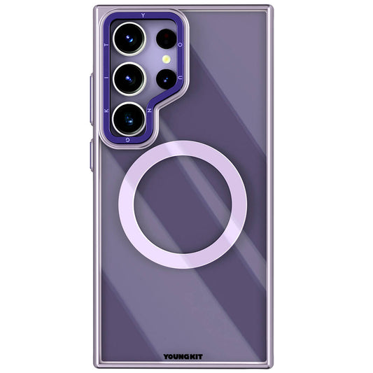Galaxy S24 Ultra Kılıf M-safe Şarj Özellikli Sararma Önleyici Youngkit Crystal Grid Kapak Mor