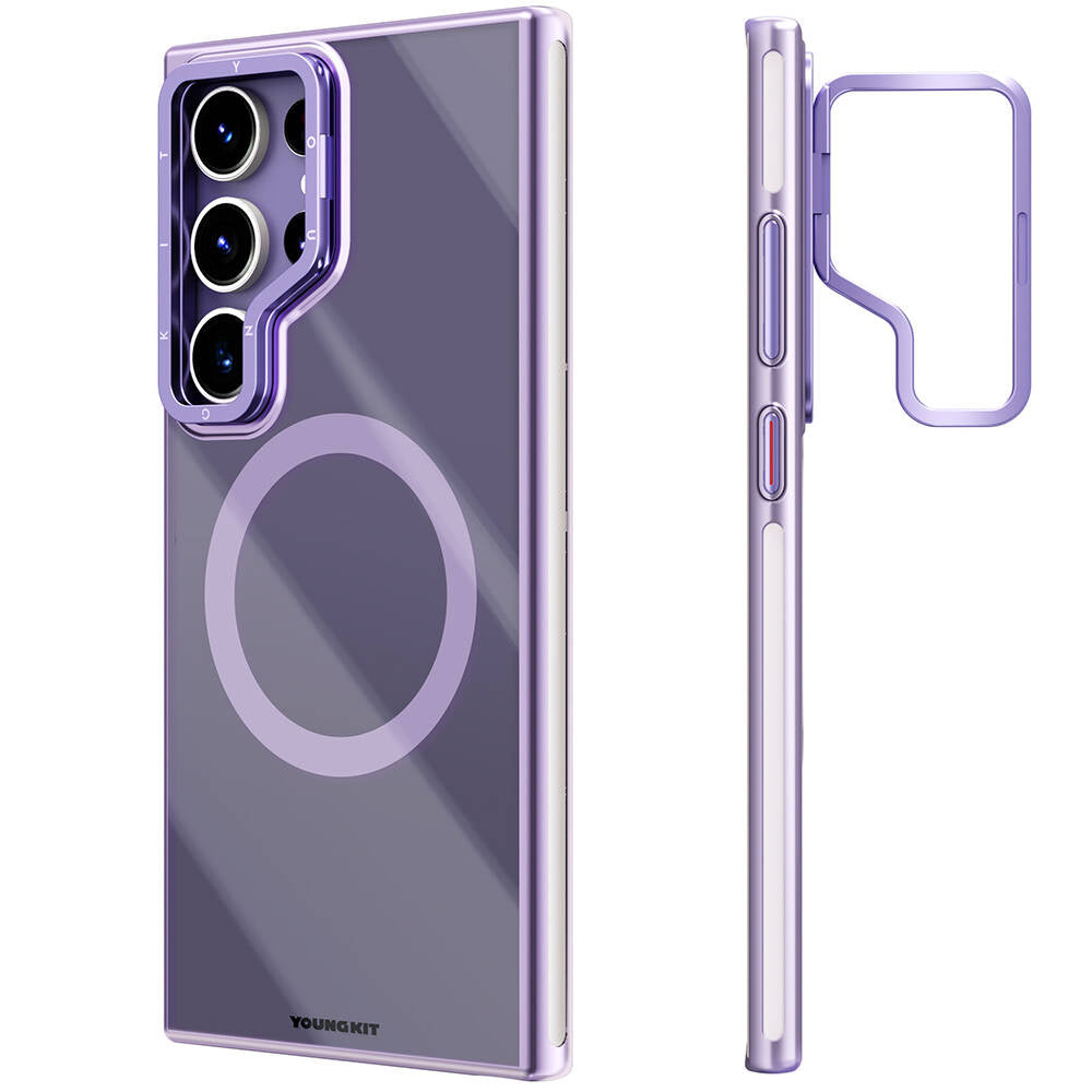 Galaxy S24 Ultra Case M-safe Charging Feature Anti-Yellowing Youngkit Crystal Grid Cover Purple