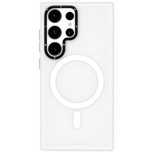 Galaxy S24 Ultra Kılıf M-safe Şarj Özellikli Youngkit Hidden Sand Serisi Kapak Beyaz