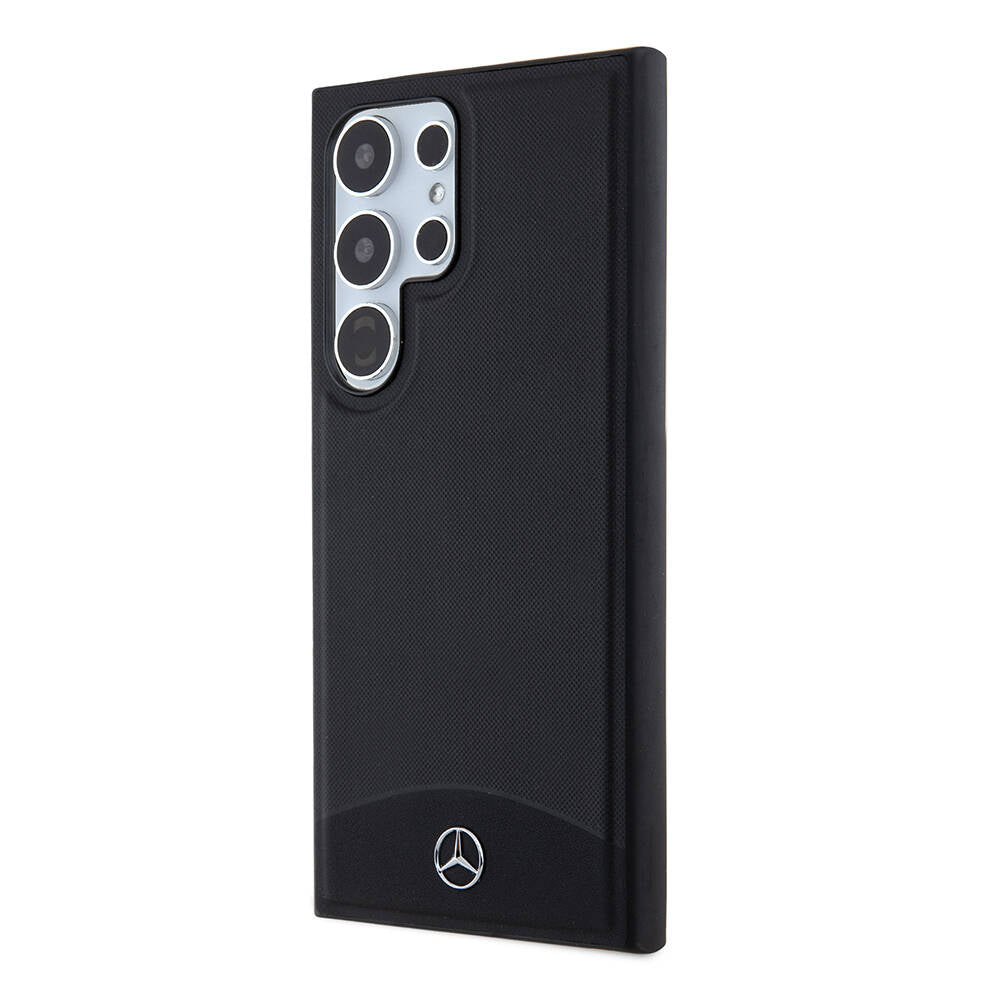 Galaxy S24 Ultra Kılıf Mercedes Benz Orjinal Lisanslı M-safe Şarj Özellikli Deri Dokumalı Sade Kapak Siyah