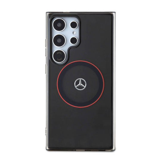 Galaxy S24 Ultra Kılıf Mercedes Benz Orjinal Lisanslı M-safe Şarj Özellikli IML Yıldız Logolu Red Ring Kapak