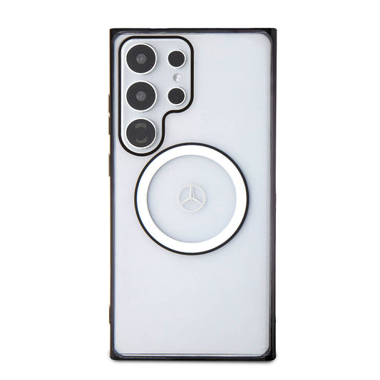 Galaxy S24 Ultra Kılıf Mercedes Benz Orjinal Lisanslı M-safe Şarj Özellikli PC TPU Transparan Black Ring Kapak