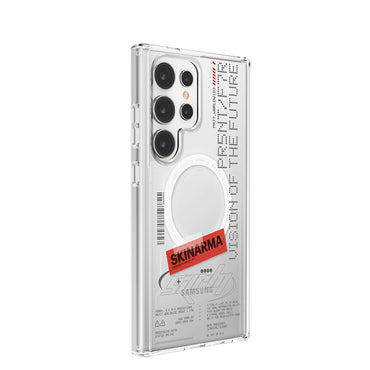 Galaxy S24 Ultra Kılıf SkinArma M-safe Şarj Özellikli Yazı Desenli Airbag Tasarımlı Orion Kapak