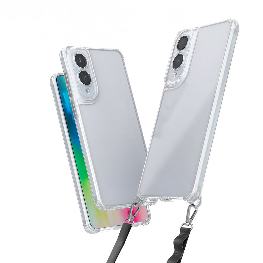 Galaxy S25 Edge Case Airbag Detachable Strap Zore Snap Silicone Cover Transparent