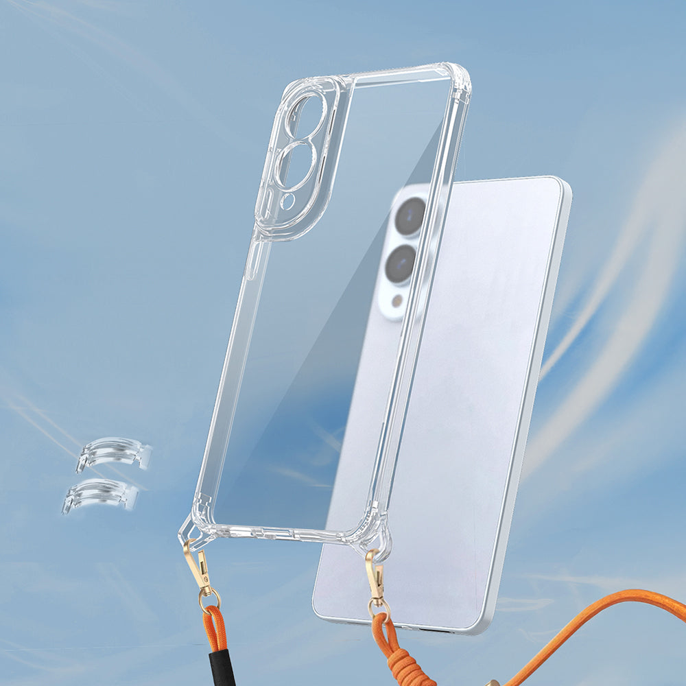 Galaxy S25 Edge Case Airbag Detachable Strap Zore Snap Silicone Cover Transparent