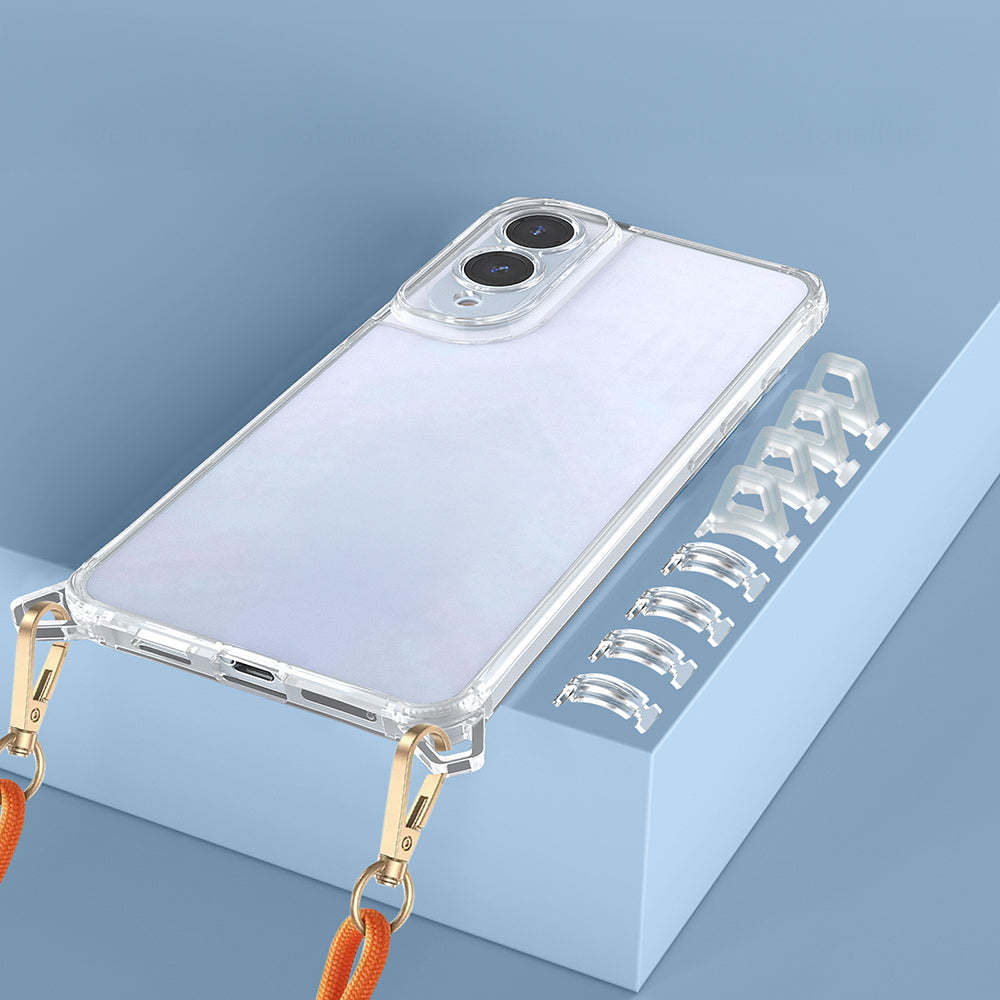 Galaxy S25 Edge Case Airbag Detachable Strap Zore Snap Silicone Cover Transparent