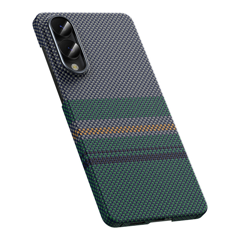 Galaxy S25 Edge Case with M-Safe Charging Function Carbon Fiber Design Benks Aurora ArmorAir Kevlar Cover Green
