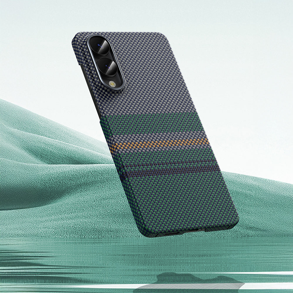 Galaxy S25 Edge Case with M-Safe Charging Function Carbon Fiber Design Benks Aurora ArmorAir Kevlar Cover Green