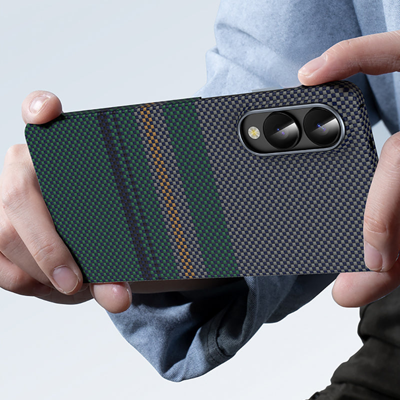 Galaxy S25 Edge Case with M-Safe Charging Function Carbon Fiber Design Benks Aurora ArmorAir Kevlar Cover Green