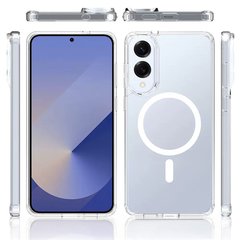 Galaxy S25 Edge Case M-safe Charging Feature Transparent Hard PC Zore Embos Cover Transparent