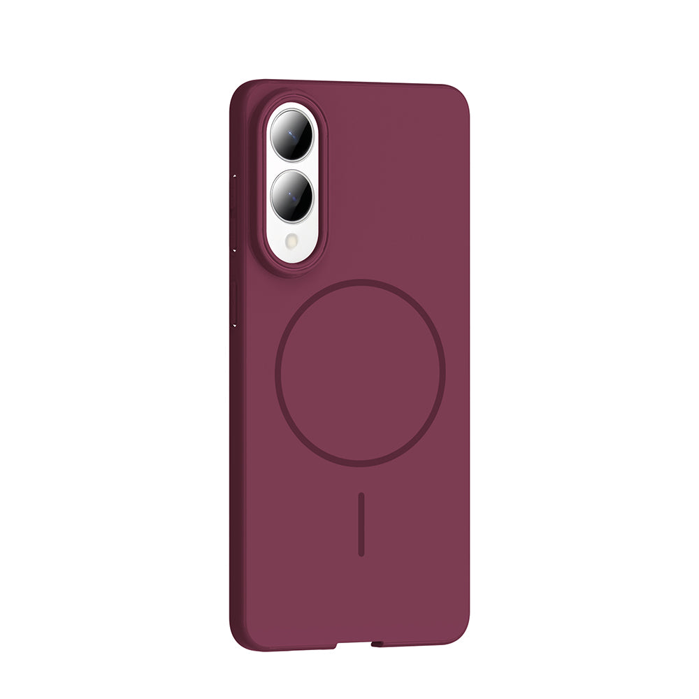 Galaxy S25 Edge Case Zore Ruby Hard Cover Plum with M-safe Charging Feature
