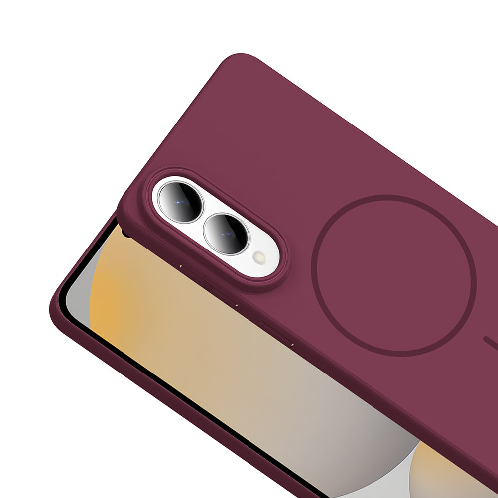 Galaxy S25 Edge Case Zore Ruby Hard Cover Plum with M-safe Charging Feature