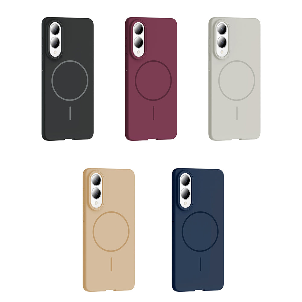 Galaxy S25 Edge Case Zore Ruby Hard Cover Plum with M-safe Charging Feature