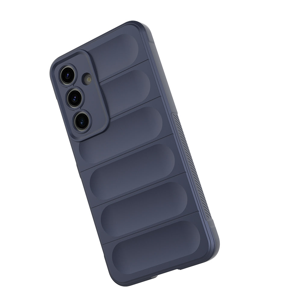 Galaxy S25 FE Case Flexible TPU Hollow Back Surface Design Zore Ethnic Silicone Cover Navy Blue