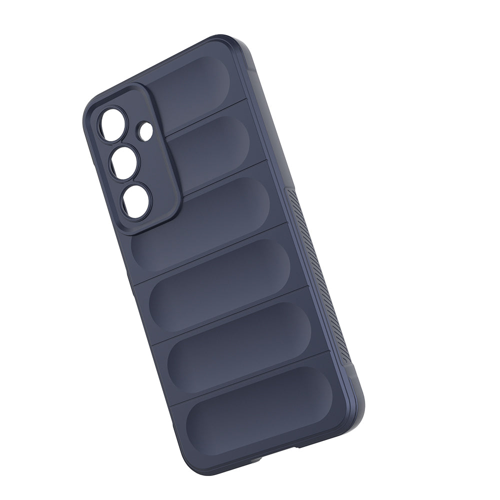 Galaxy S25 FE Case Flexible TPU Hollow Back Surface Design Zore Ethnic Silicone Cover Navy Blue