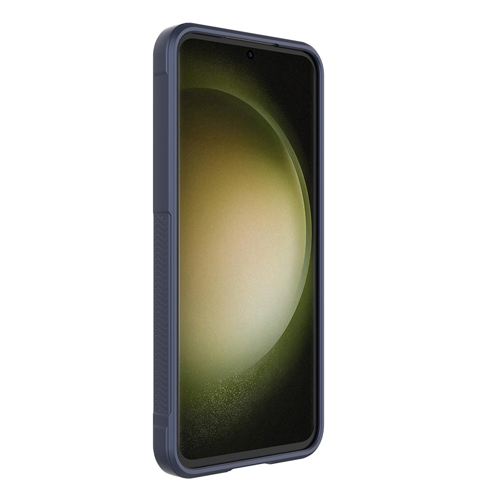 Galaxy S25 FE Case Flexible TPU Hollow Back Surface Design Zore Ethnic Silicone Cover Navy Blue