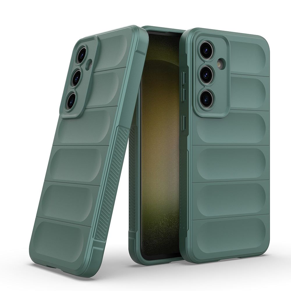 Galaxy S25 FE Case Flexible TPU Hollow Back Surface Design Zore Ethnic Silicone Cover Dark Green
