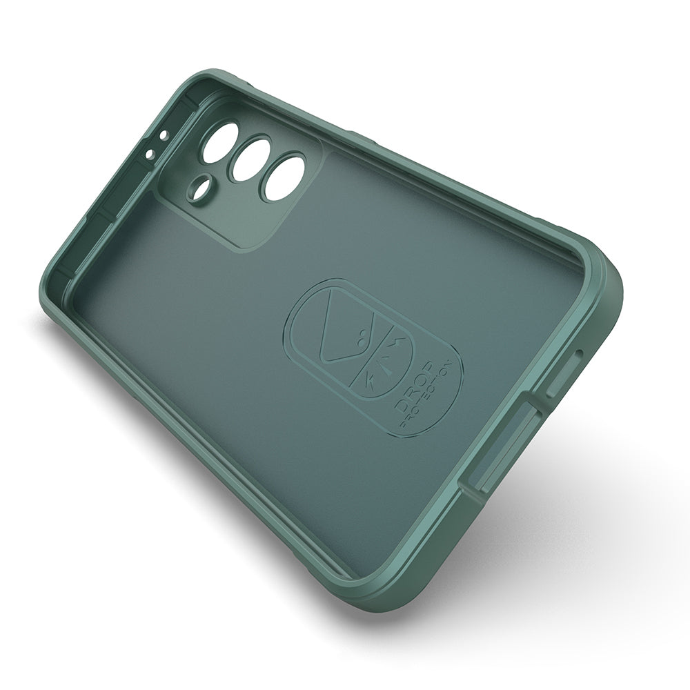 Galaxy S25 FE Case Flexible TPU Hollow Back Surface Design Zore Ethnic Silicone Cover Dark Green