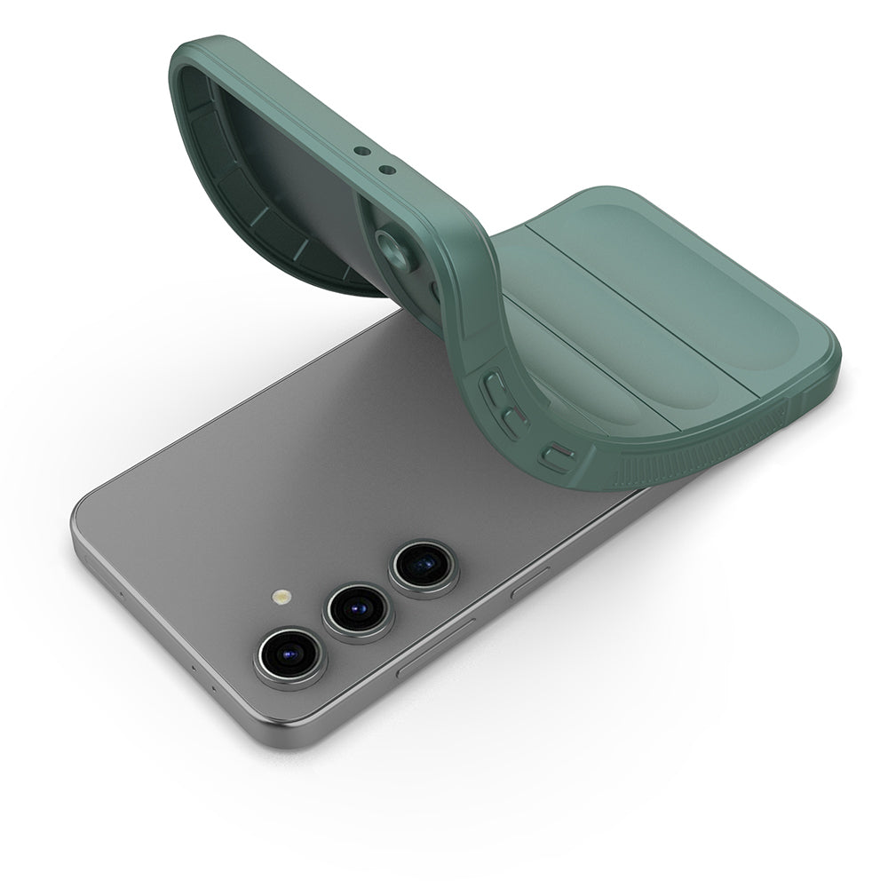Galaxy S25 FE Case Flexible TPU Hollow Back Surface Design Zore Ethnic Silicone Cover Dark Green