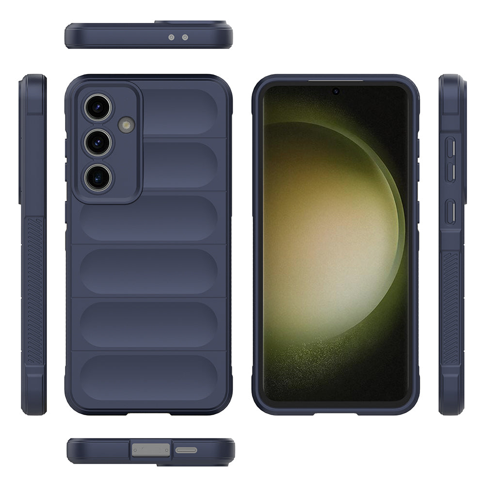 Galaxy S25 FE Case Flexible TPU Hollow Back Surface Design Zore Ethnic Silicone Cover Navy Blue