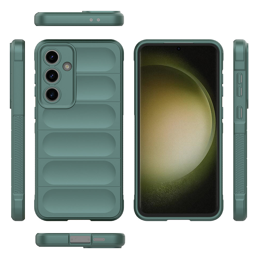 Galaxy S25 FE Case Flexible TPU Hollow Back Surface Design Zore Ethnic Silicone Cover Dark Green