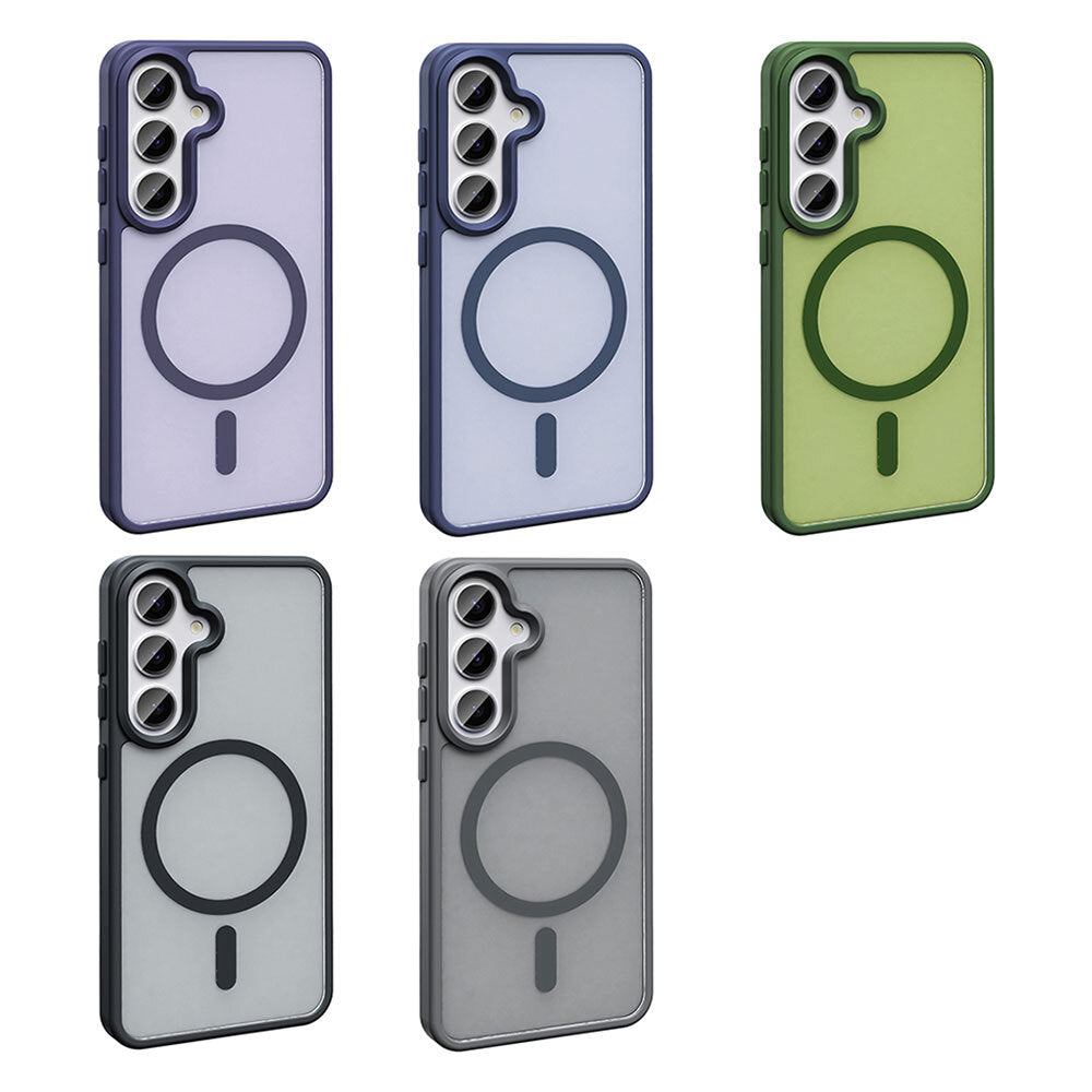 Galaxy S25 FE Kılıf M-safe Şarj Özellikli Mat Arka Yüzey Zore Sio Kapak Koyu Yeşil