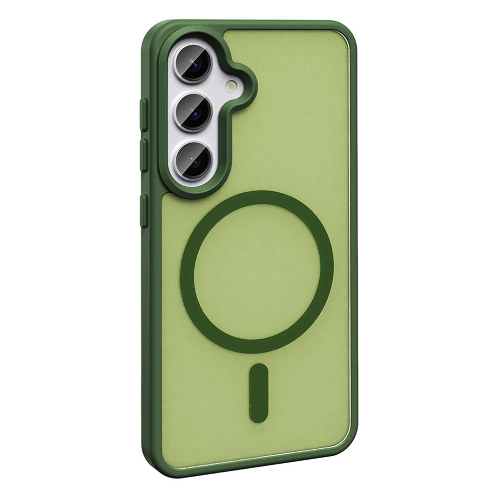 Galaxy S25 FE Kılıf M-safe Şarj Özellikli Mat Arka Yüzey Zore Sio Kapak Koyu Yeşil