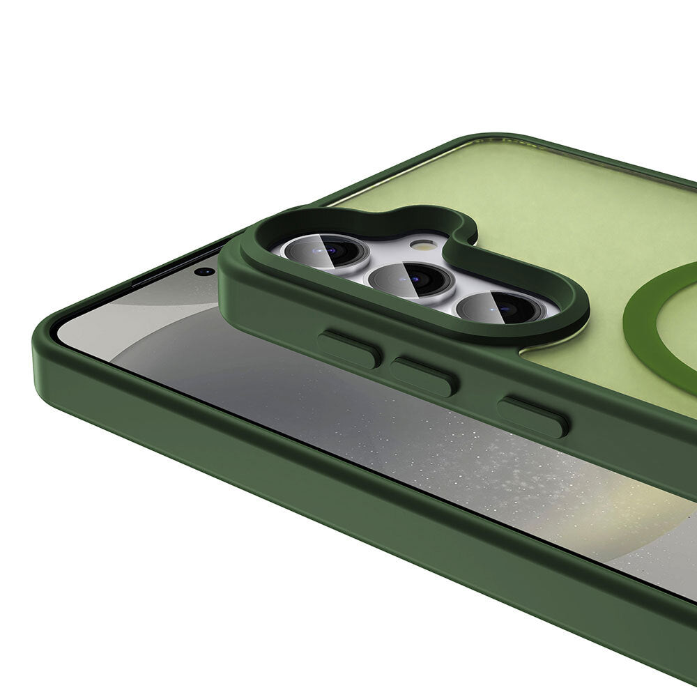 Galaxy S25 FE Case M-safe Charging Feature Matte Back Surface Zore Sio Cover Dark Green