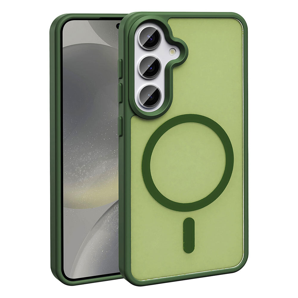 Galaxy S25 FE Case M-safe Charging Feature Matte Back Surface Zore Sio Cover Dark Green