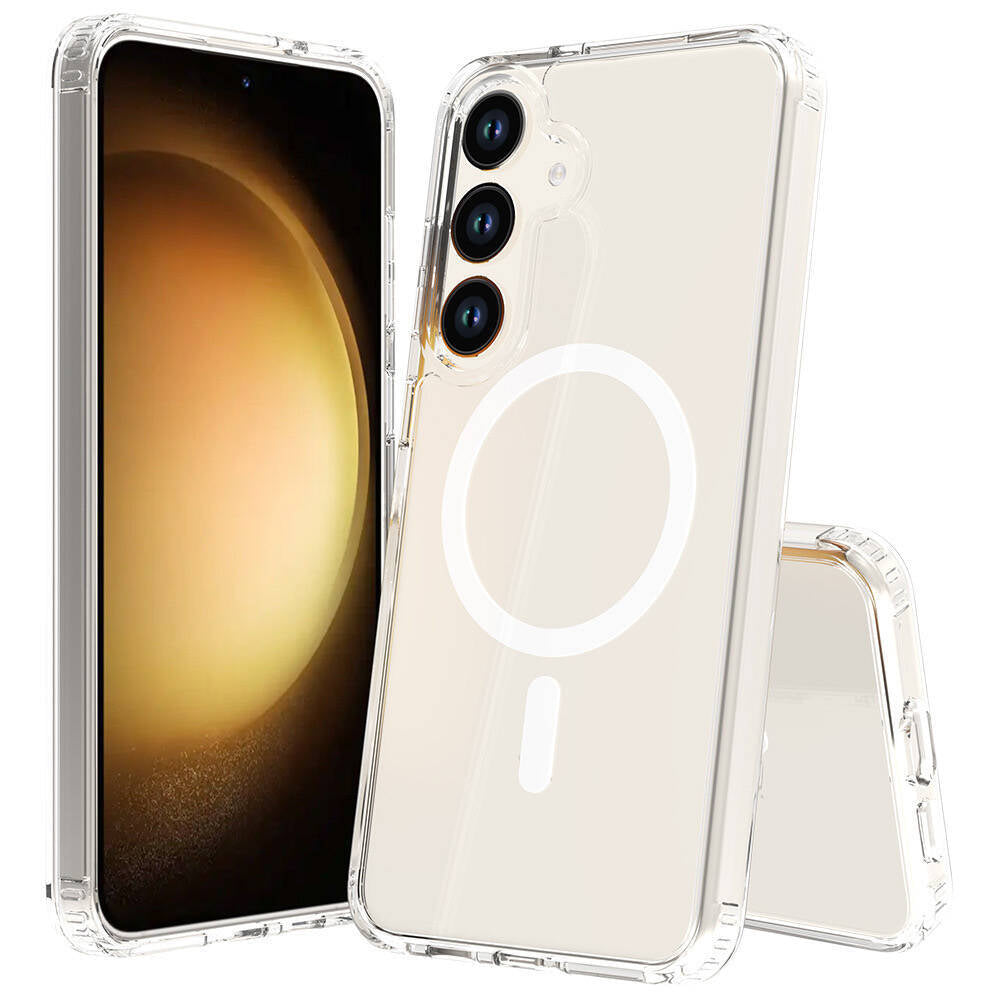 Galaxy S25 FE Case M-safe Charging Feature Transparent Hard PC Zore Embos Cover Transparent