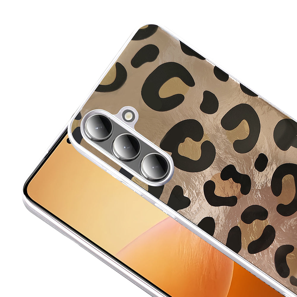 Galaxy S25 Case Patterned Zore Mep Cover Gold Leopard