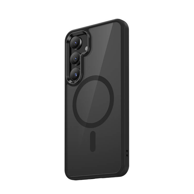 Galaxy S25 Kılıf M-safe Şarj Özellikli Şeffaf Arka Yüzey Benks MagClap TPU Çerçeve Kapak Gri