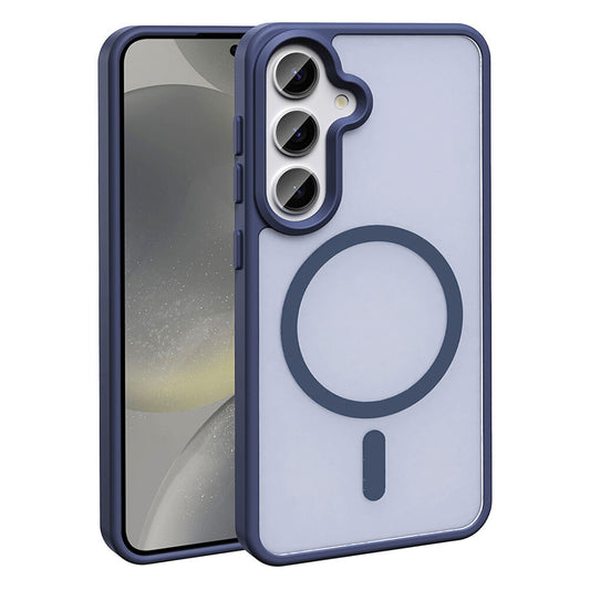 Galaxy S25 Case M-safe Charging Feature Matte Back Surface Zore Sio Cover Navy Blue