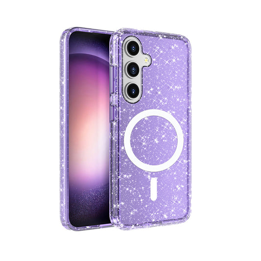 Galaxy S25 Case M-safe Charging Feature Shining Glitter Transparent Colorful Zore Allstar Cover Purple