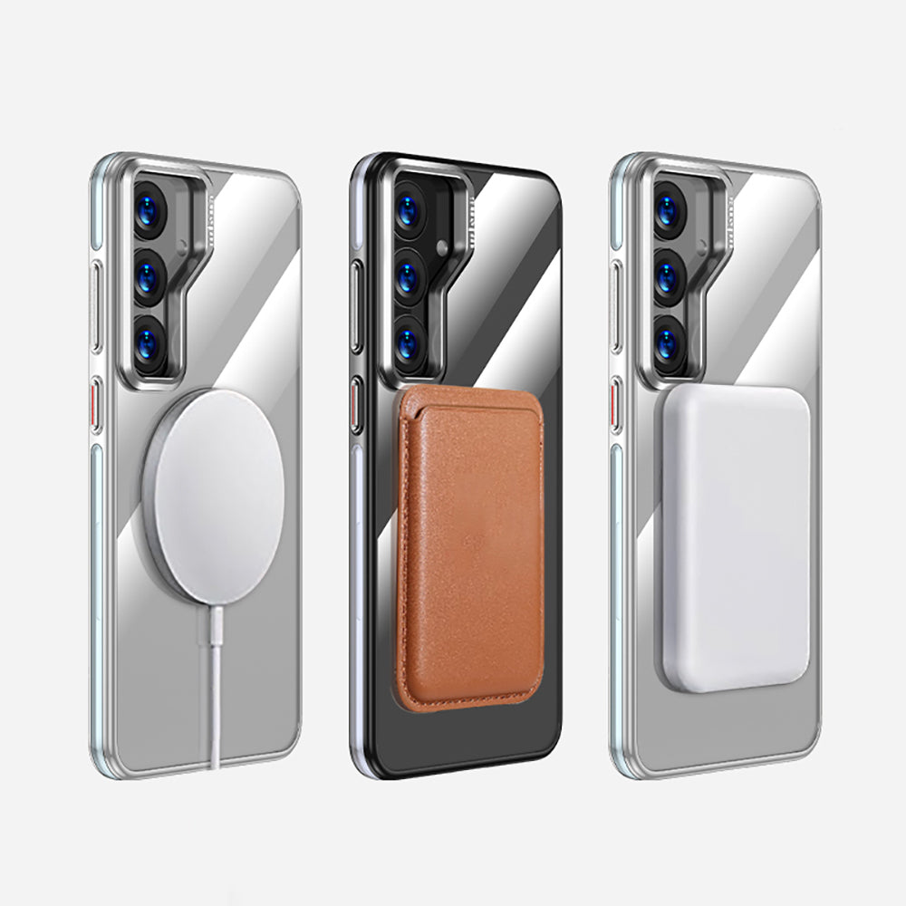 Galaxy S25 Kılıf M-safe Şarj Özellikli Wlons Standlı Efsane Kapak Gri
