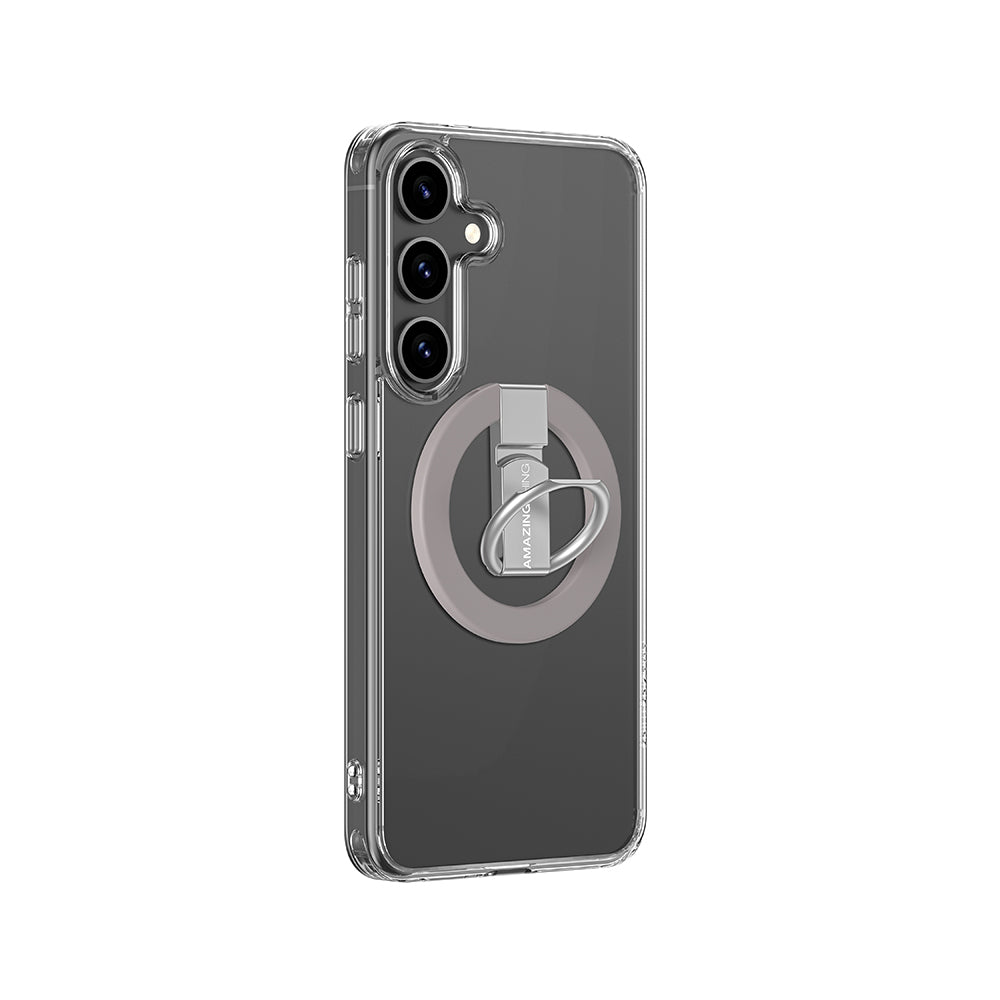 Galaxy S25 Case M-safe Charging Feature Ring Stand Amazingthing Minimal Grip Series Cover Gray