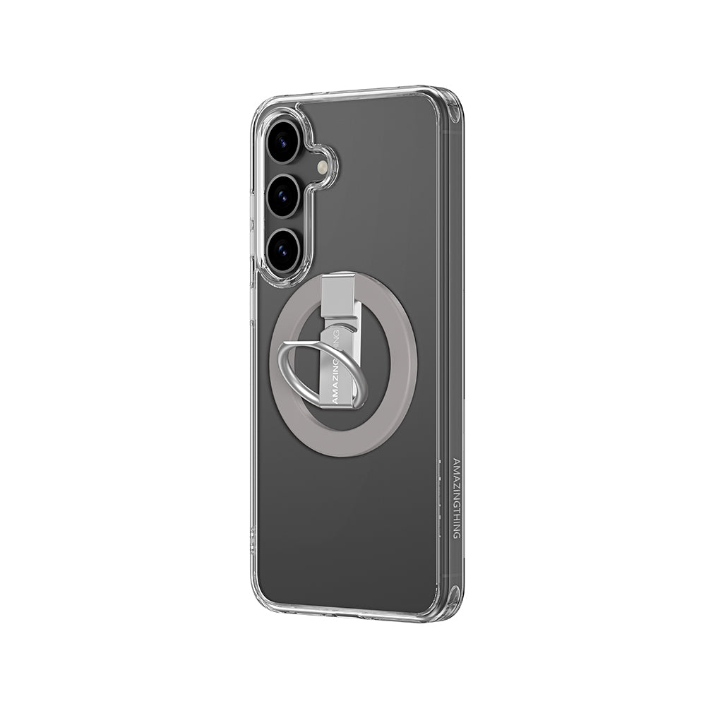 Galaxy S25 Case M-safe Charging Feature Ring Stand Amazingthing Minimal Grip Series Cover Gray