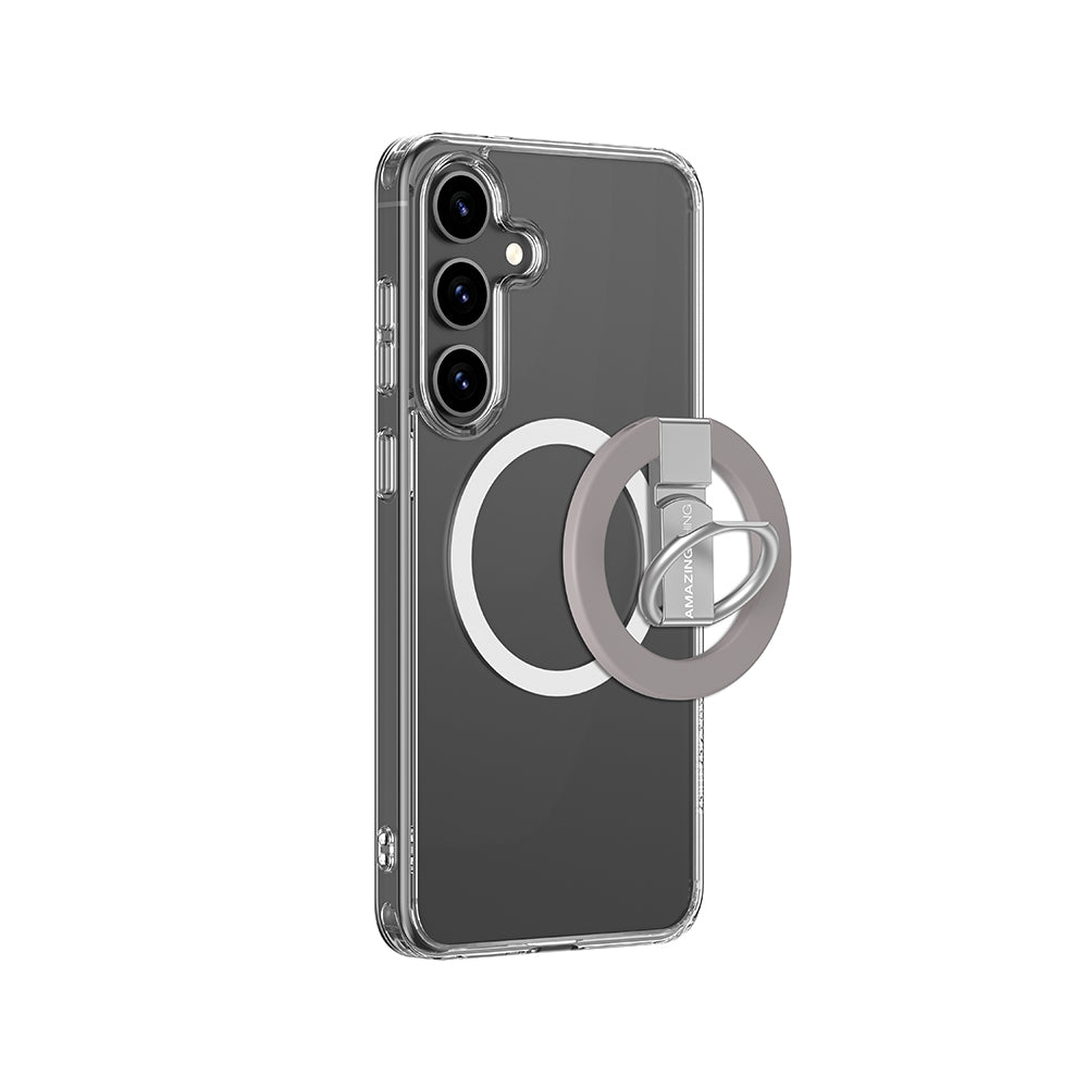 Galaxy S25 Case M-safe Charging Feature Ring Stand Amazingthing Minimal Grip Series Cover Gray
