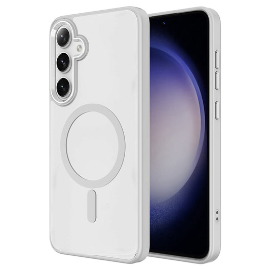 Galaxy S25 Case M-safe Charging Feature Zore Chrome M-safe Silicone Cover Gray