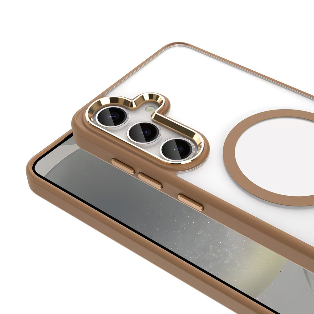 Galaxy S25 Case M-safe Charging Feature Zore Chrome M-safe Silicone Cover Black